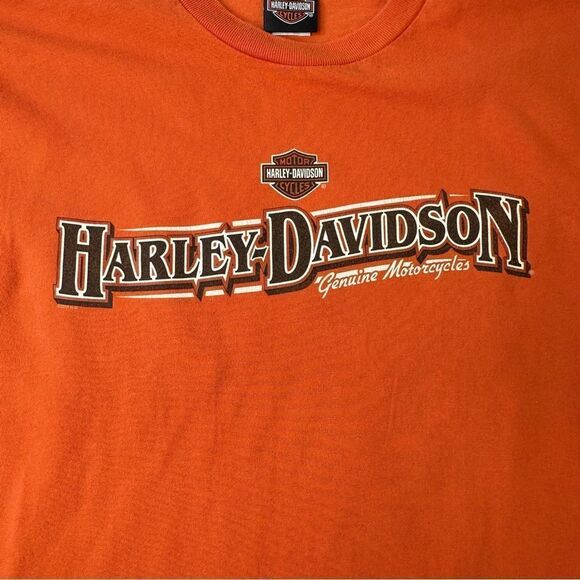 HARLEY-DAVIDSON Motorcycles Faribault MN Orange Long Sleeve Tshirt Size XL - Picture 6 of 13